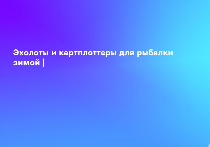 Эхолоты и картплоттеры для рыбалки зимой |