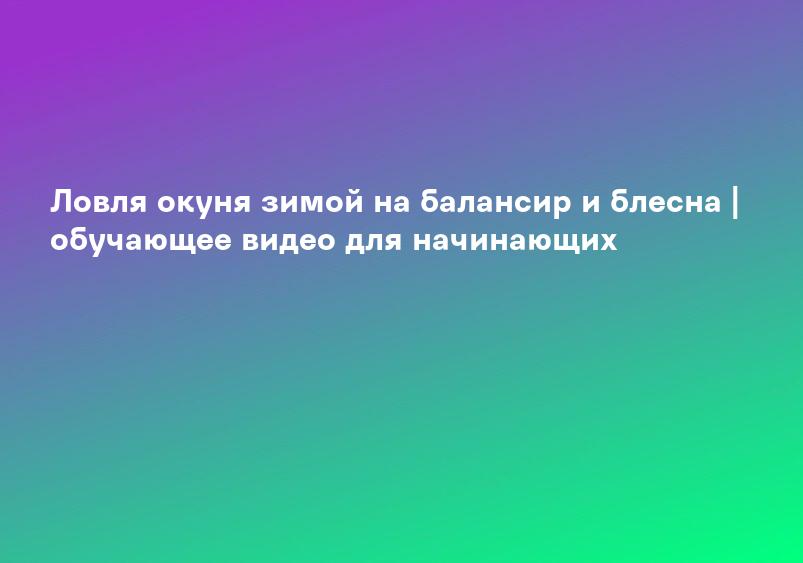 Ловля окуня зимой на балансир и блесна | обучающее видео для начинающих