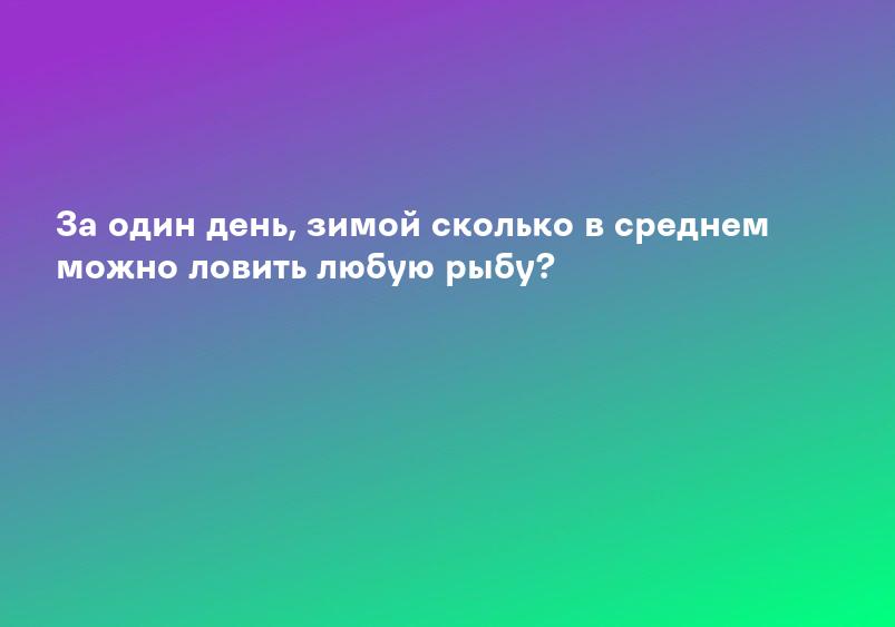 За один день, зимой сколько в среднем можно ловить любую рыбу?