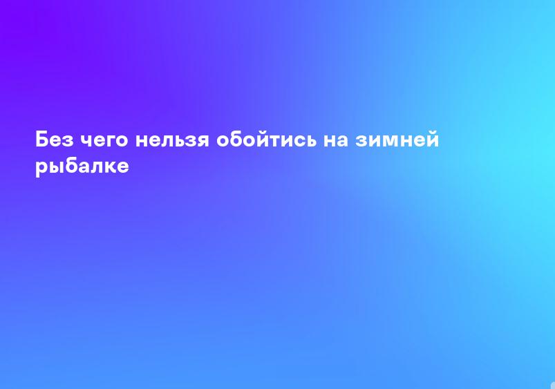Без чего нельзя обойтись на зимней рыбалке