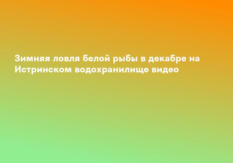 Зимняя ловля белой рыбы в декабре на Истринском водохранилище видео
