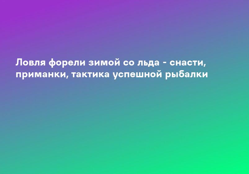 Ловля форели зимой со льда - снасти, приманки, тактика успешной рыбалки