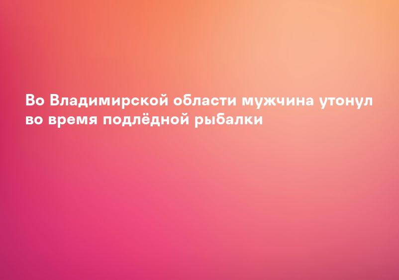 Во Владимирской области мужчина утонул во время подлёдной рыбалки