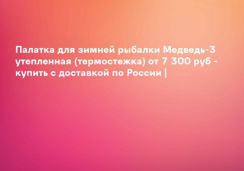Палатка для зимней рыбалки Медведь-3 утепленная (термостежка) от 7 300 руб - купить c доставкой по России |