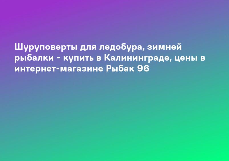 Шуруповерты для ледобура, зимней рыбалки - купить в Калининграде, цены в интернет-магазине Рыбак 96