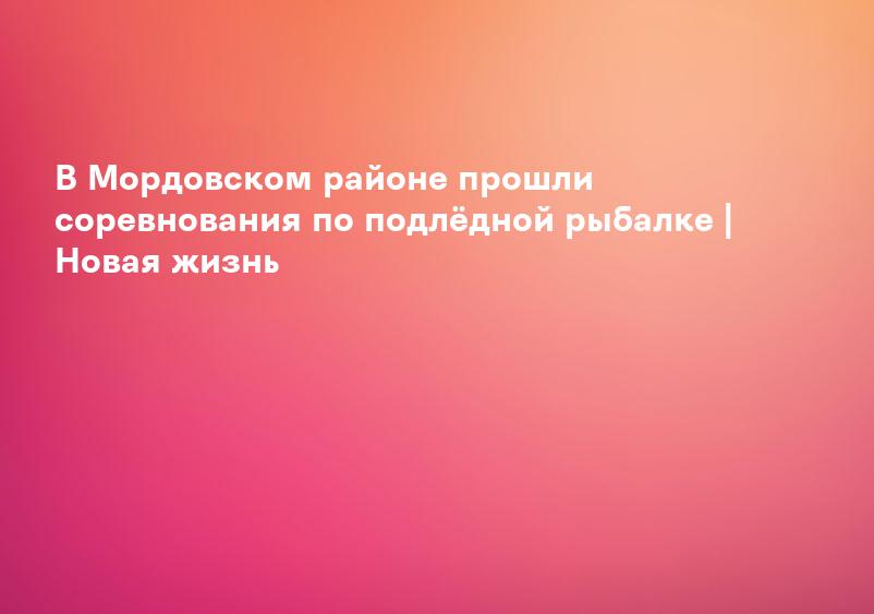 В Мордовском районе прошли соревнования по подлёдной рыбалке | Новая жизнь