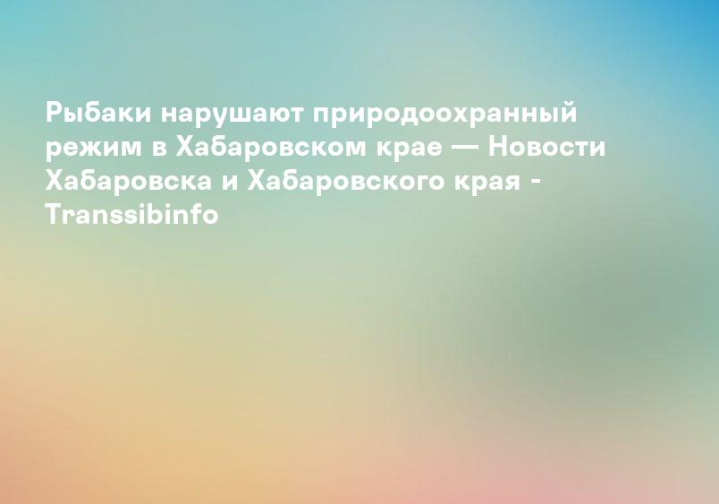 Рыбаки нарушают природоохранный режим в Хабаровском крае — Новости Хабаровска и Хабаровского края - Transsibinfo