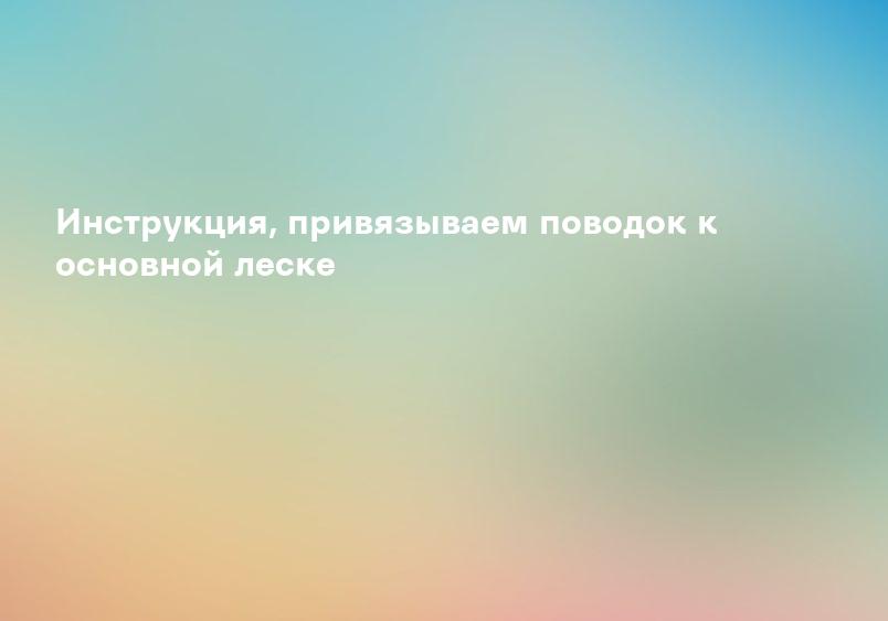 Инструкция, привязываем поводок к основной леске