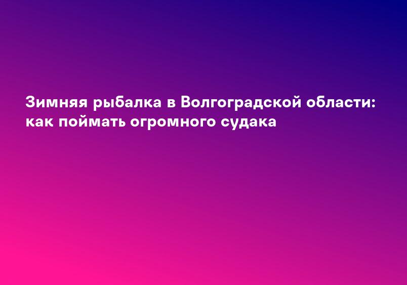Зимняя рыбалка в Волгоградской области: как поймать огромного судака