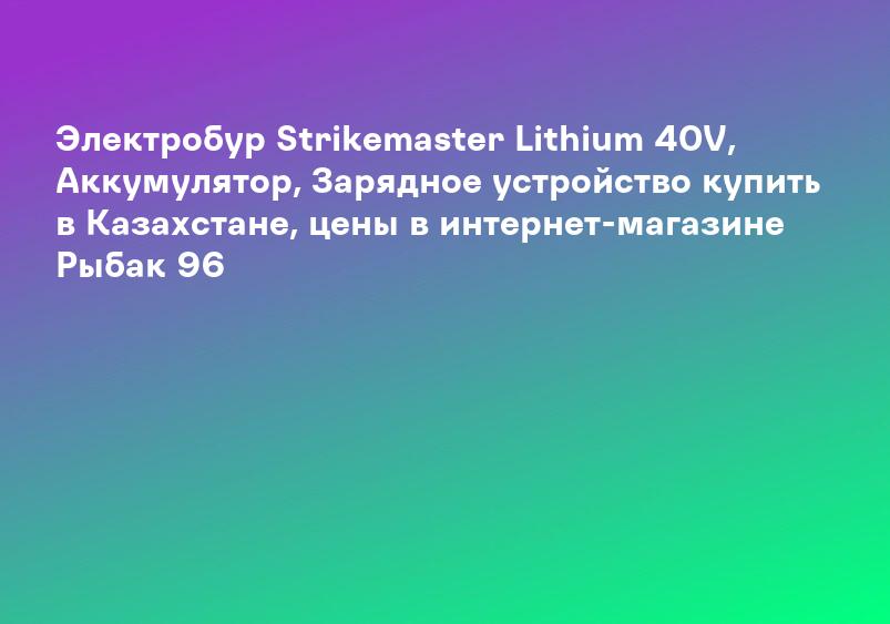 Электробур Strikemaster Lithium 40V, Аккумулятор, Зарядное устройство купить в Казахстане, цены в интернет-магазине Рыбак 96